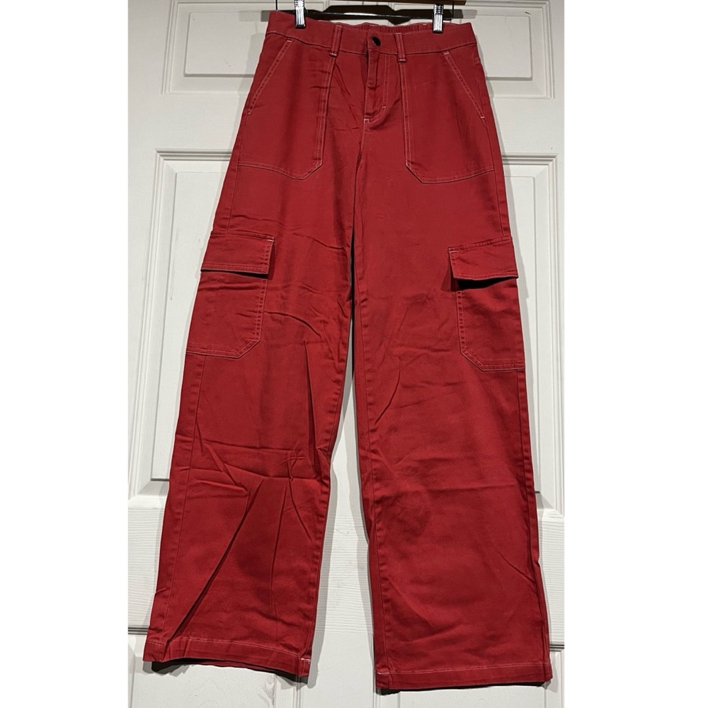 Wild Fable Red Cargo Pants Wide-Leg Relaxed Fit Size Small